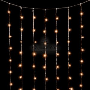 Гирлянда Занавес 2 x 3 м Тепло-Белый, 600 LED, Провод Прозрачный ПВХ, IP20