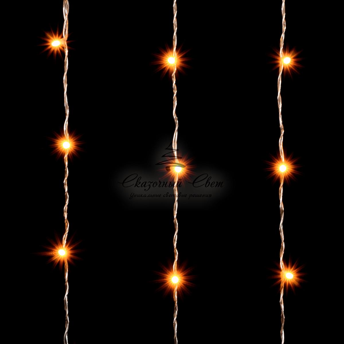 Гирлянда Занавес 2 x 3 м Желтый, 600 LED, Провод Прозрачный ПВХ, IP20 - Image 3