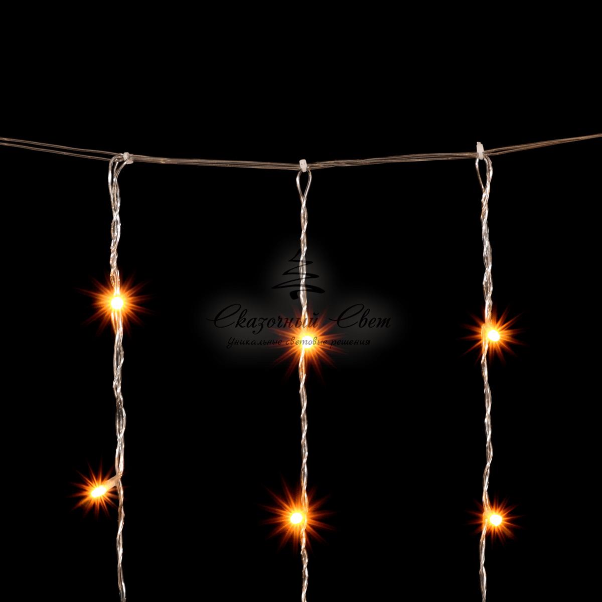 Гирлянда Занавес 2 x 3 м Желтый, 600 LED, Провод Прозрачный ПВХ, IP20 - Image 4