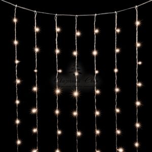 Гирлянда Занавес 3 x 2 м Тепло-Белый с Мерцанием, 600 LED, Провод Прозрачный ПВХ, IP20
