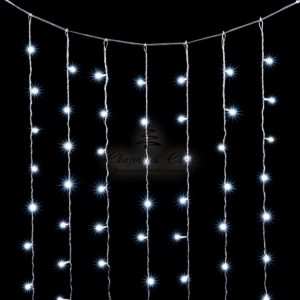 Гирлянда Занавес 2 x 3 м Белый с Мерцанием Белого Диода, 600 LED, Провод Прозрачный ПВХ, IP20