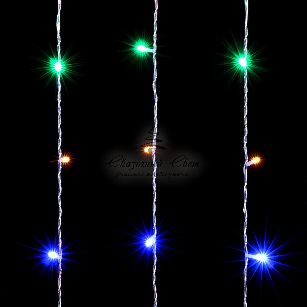 Гирлянда Занавес 3 x 2 м Разноцветный, 600 LED, Провод Прозрачный ПВХ, IP20 - Image 3