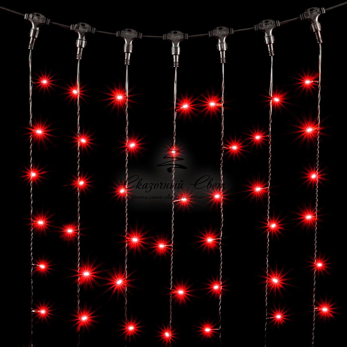 Гирлянда Занавес 2 x 3 м Красный, 600 LED, Провод Черный ПВХ, IP54