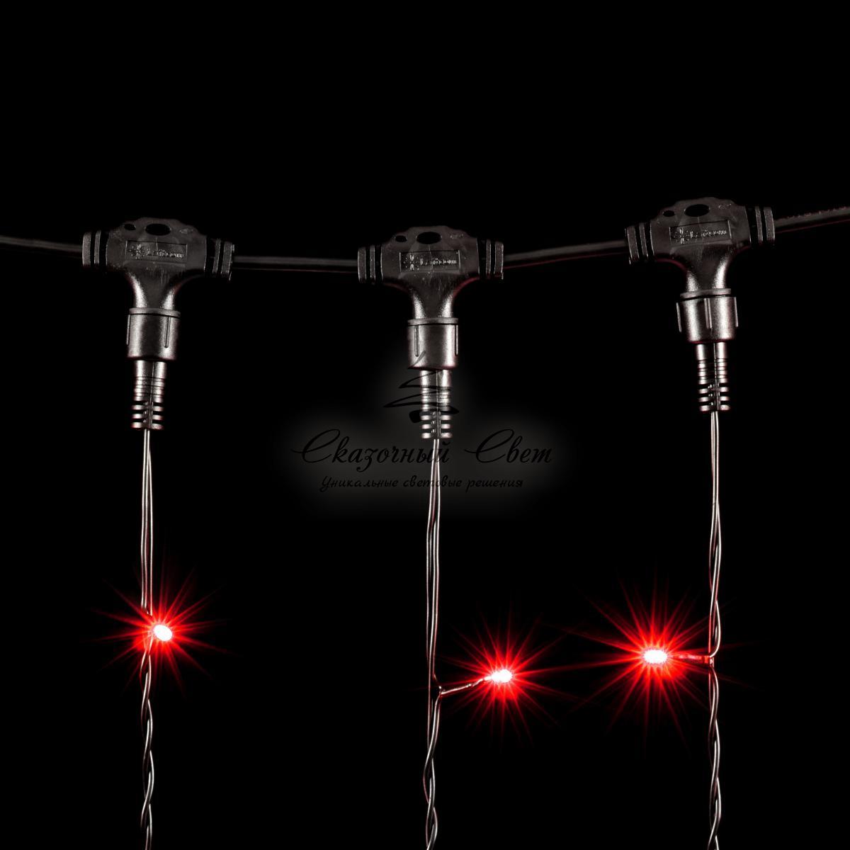 Гирлянда Занавес 2 x 3 м Красный, 600 LED, Провод Черный ПВХ, IP54 - Image 4