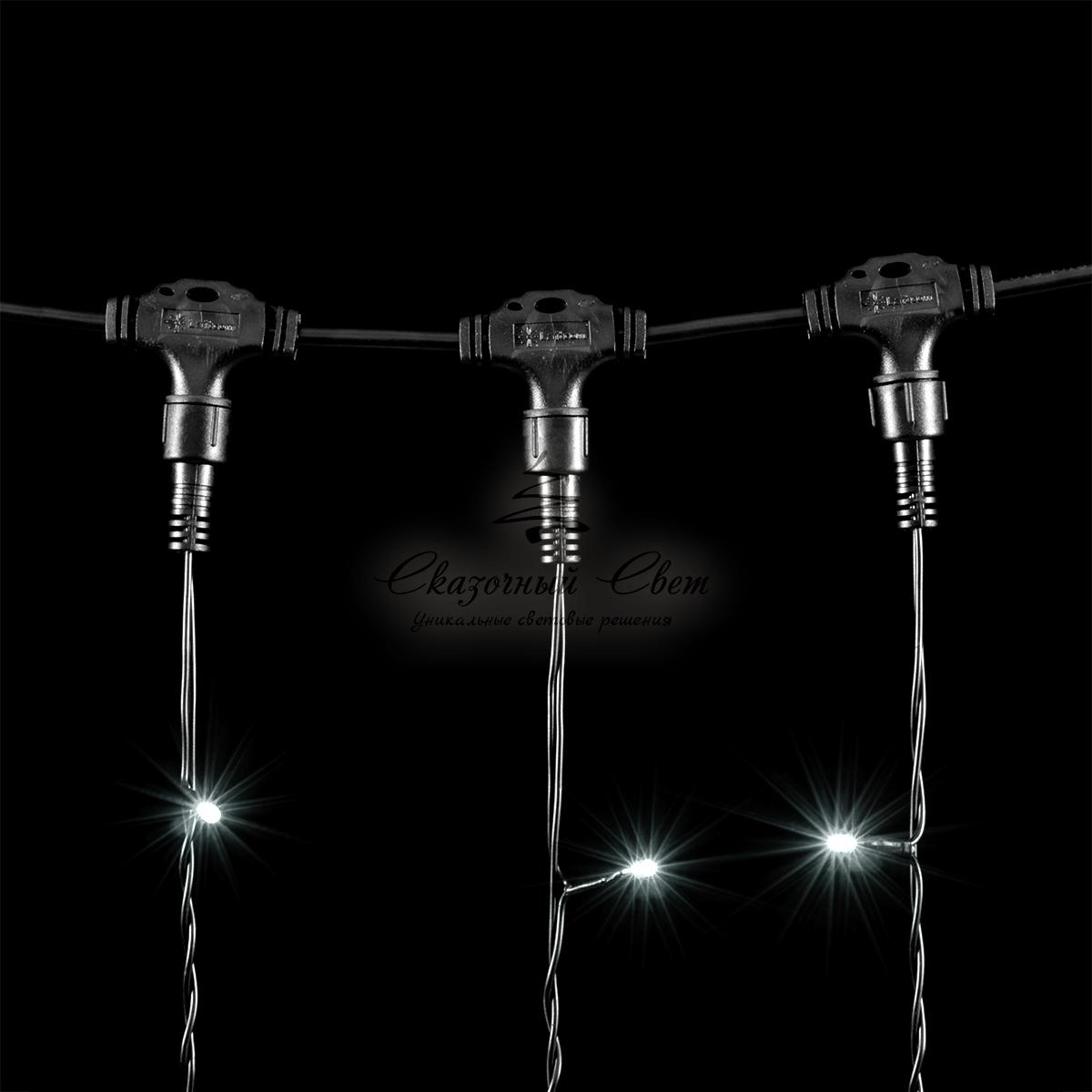 Гирлянда Занавес 2 x 3 м Белый, 600 LED, Провод Черный ПВХ, IP54 - Image 4