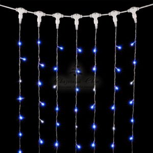 Гирлянда Занавес 2 x 3 м Синий с Мерцанием Белого Диода, 600 LED, Провод Прозрачный ПВХ, IP54