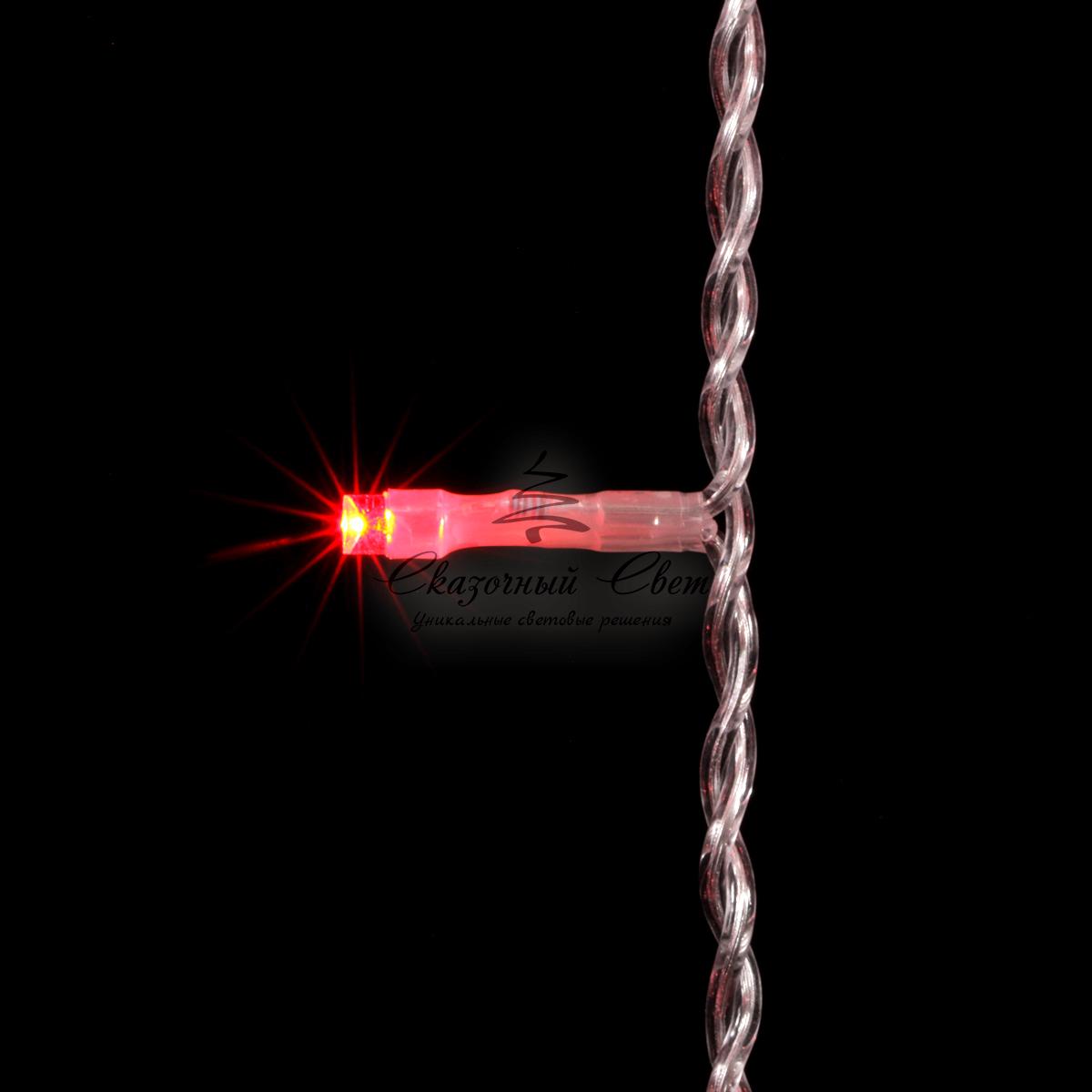 Гирлянда Занавес 2 x 3 м Красный с Мерцанием Белого Диода, 600 LED, Провод Прозрачный ПВХ, IP54 - Image 2