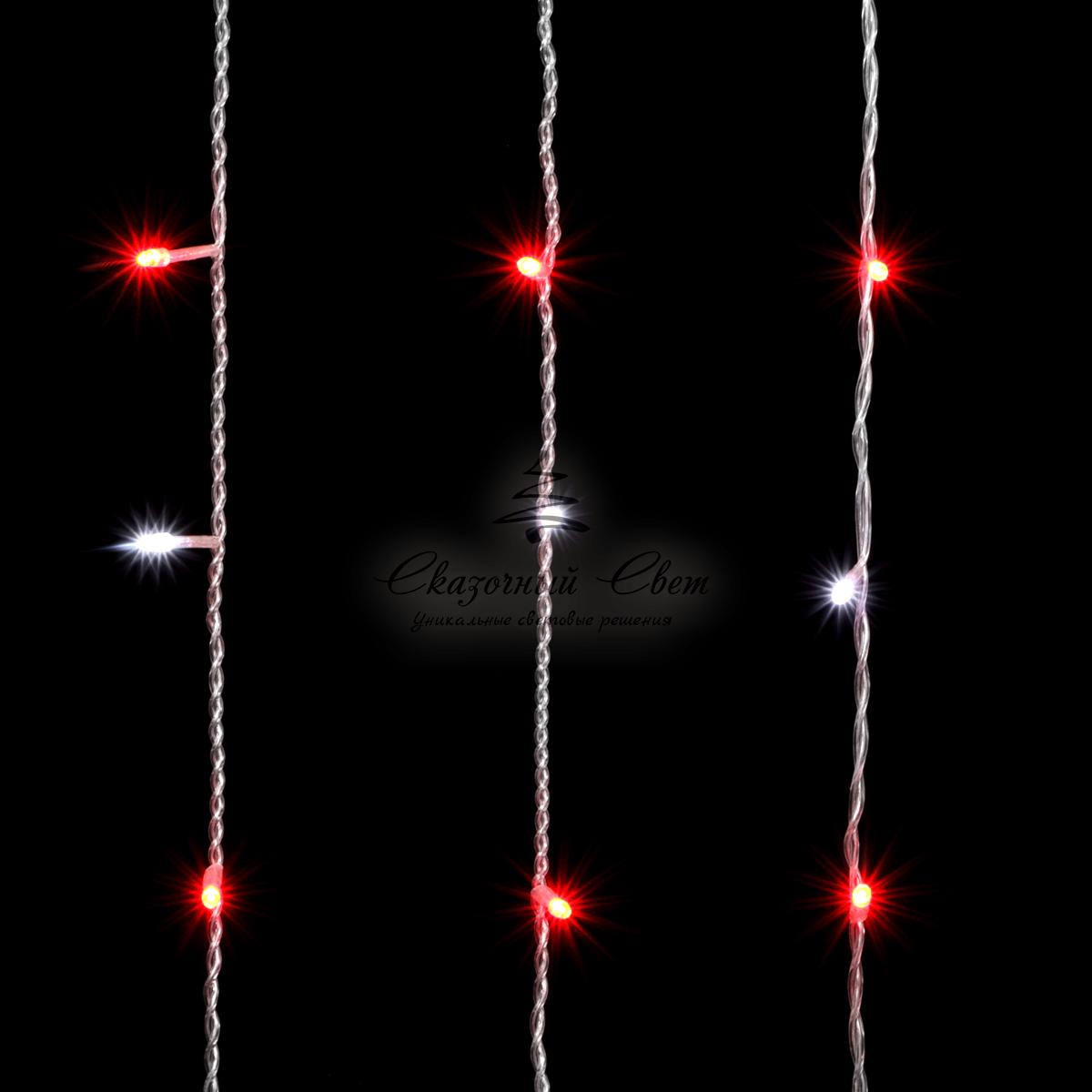 Гирлянда Занавес 2 x 3 м Красный с Мерцанием Белого Диода, 600 LED, Провод Прозрачный ПВХ, IP54 - Image 3
