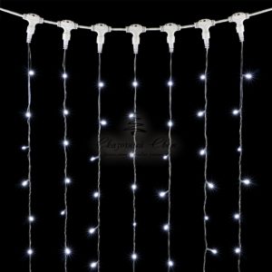 Гирлянда Занавес 2 x 3 м Белый с Мерцанием Белого Диода, 600 LED, Провод Прозрачный ПВХ, IP54