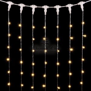 Гирлянда Занавес с Колпачком 2 x 3 м Тепло-Белый, 600 LED, Провод Прозрачный ПВХ, IP65