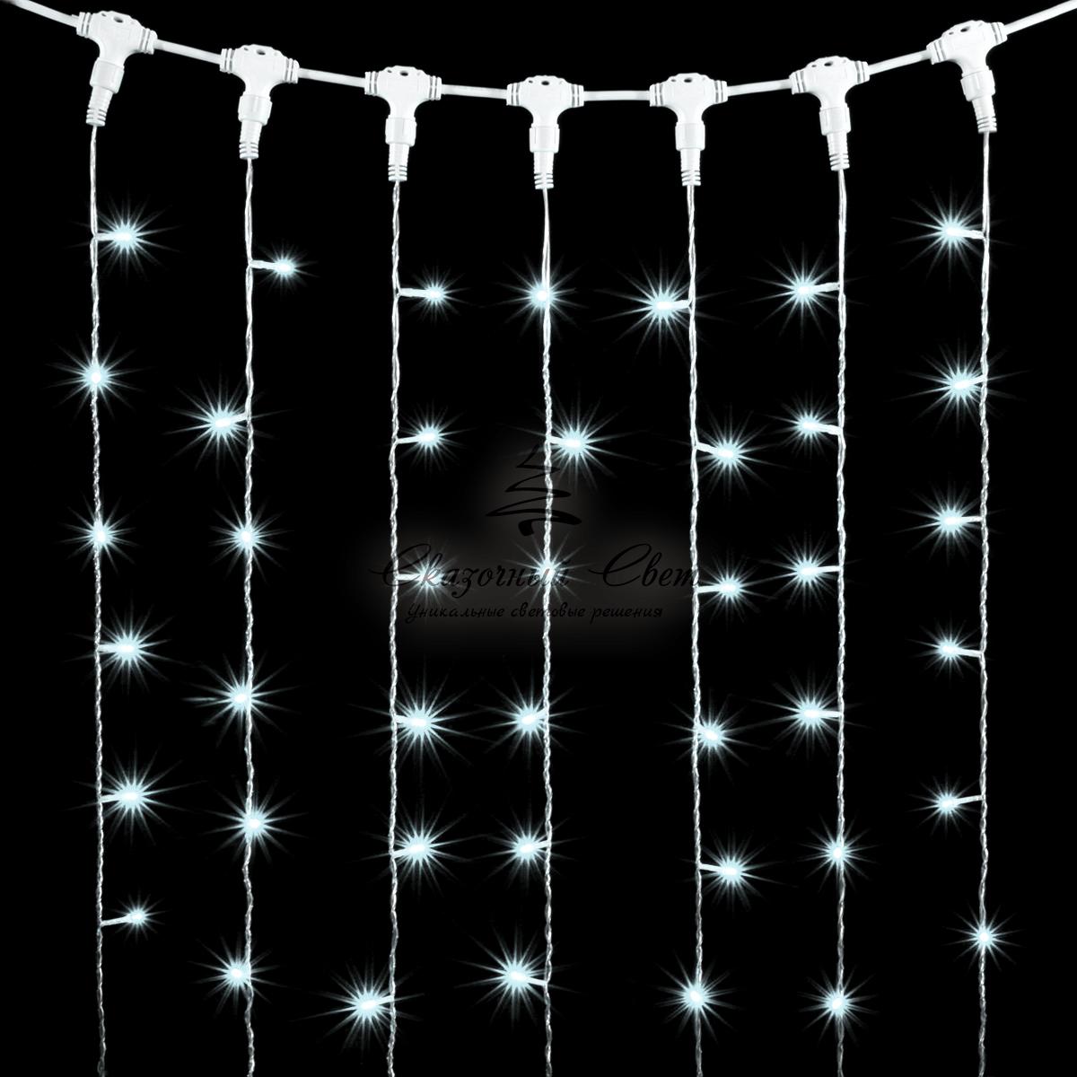 Гирлянда Занавес 1 x 9 м Белый, 900 LED, Провод Прозрачный ПВХ, IP54