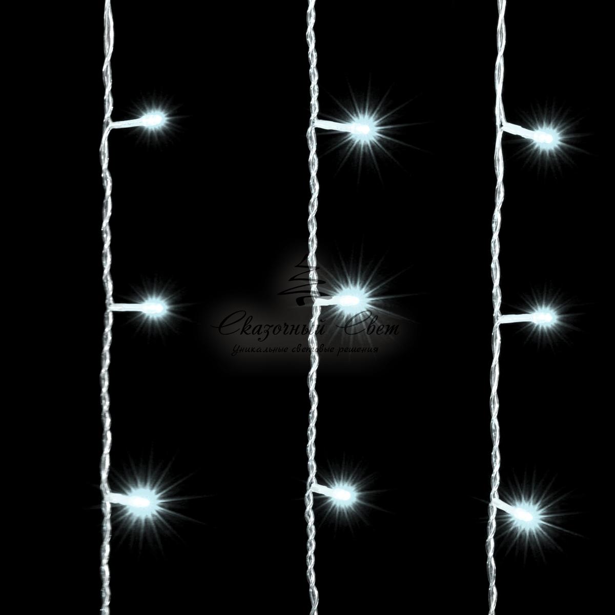 Гирлянда Занавес 1 x 9 м Белый, 900 LED, Провод Прозрачный ПВХ, IP54 - Image 3