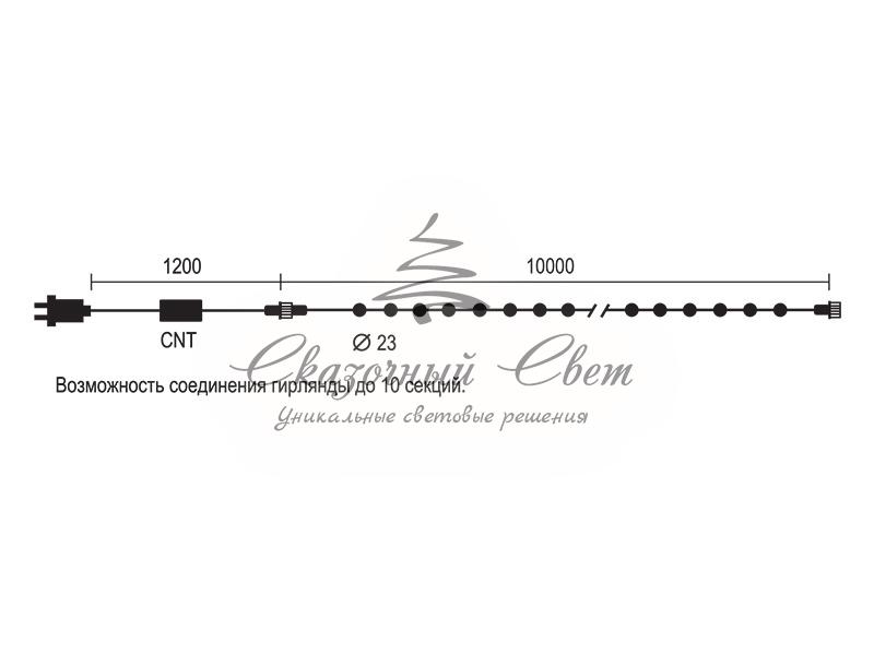 Гирлянда «Шарики» 10м Разноцветная 9В, Диаметр Шарика 23мм, 100 LED, Провод Черный ПВХ, IP54 - Image 3