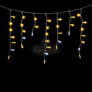 Гирлянда Бахрома с Колпачком 3,1 x 0,5 м Тепло-Белая с Мерцанием Белого Диода, 120 LED, Провод Прозрачный ПВХ, IP65