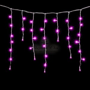 Гирлянда Бахрома 3,1 x 0,5 м Розовая, 150 LED, Провод Прозрачный ПВХ, IP54