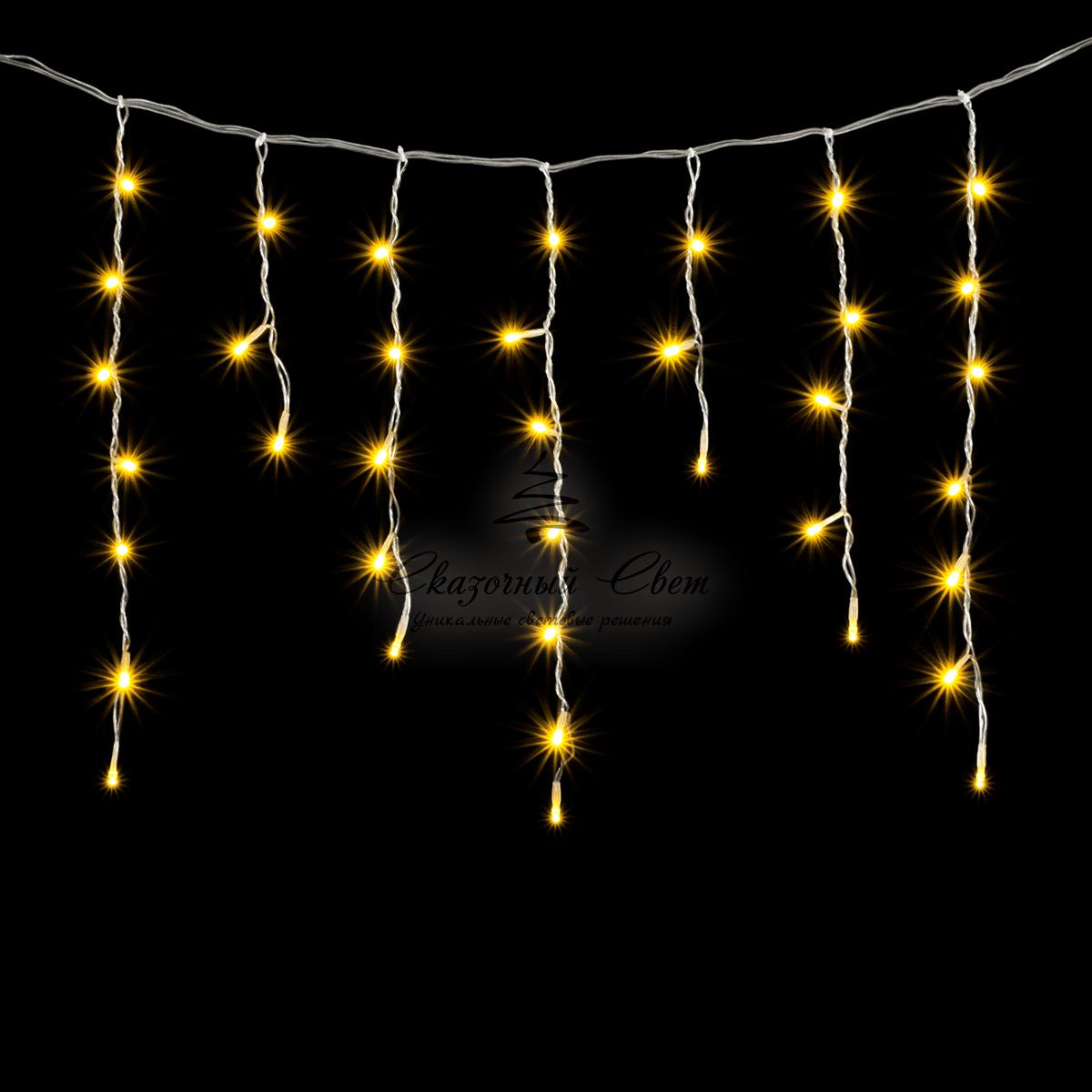 Гирлянда Бахрома 3,1 x 0,5 м Тепло-Белая, 150 LED, Провод Прозрачный ПВХ, IP54