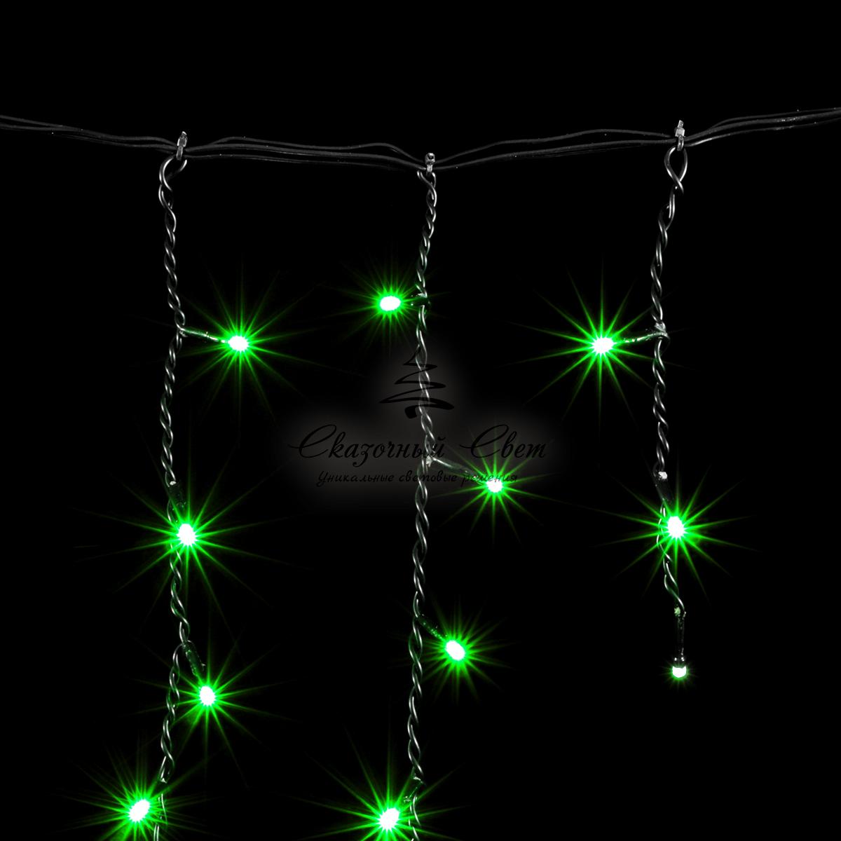 Гирлянда Бахрома 3,1 x 0,5 м Зеленая, 150 LED, Провод Черный ПВХ, IP54 - Image 3