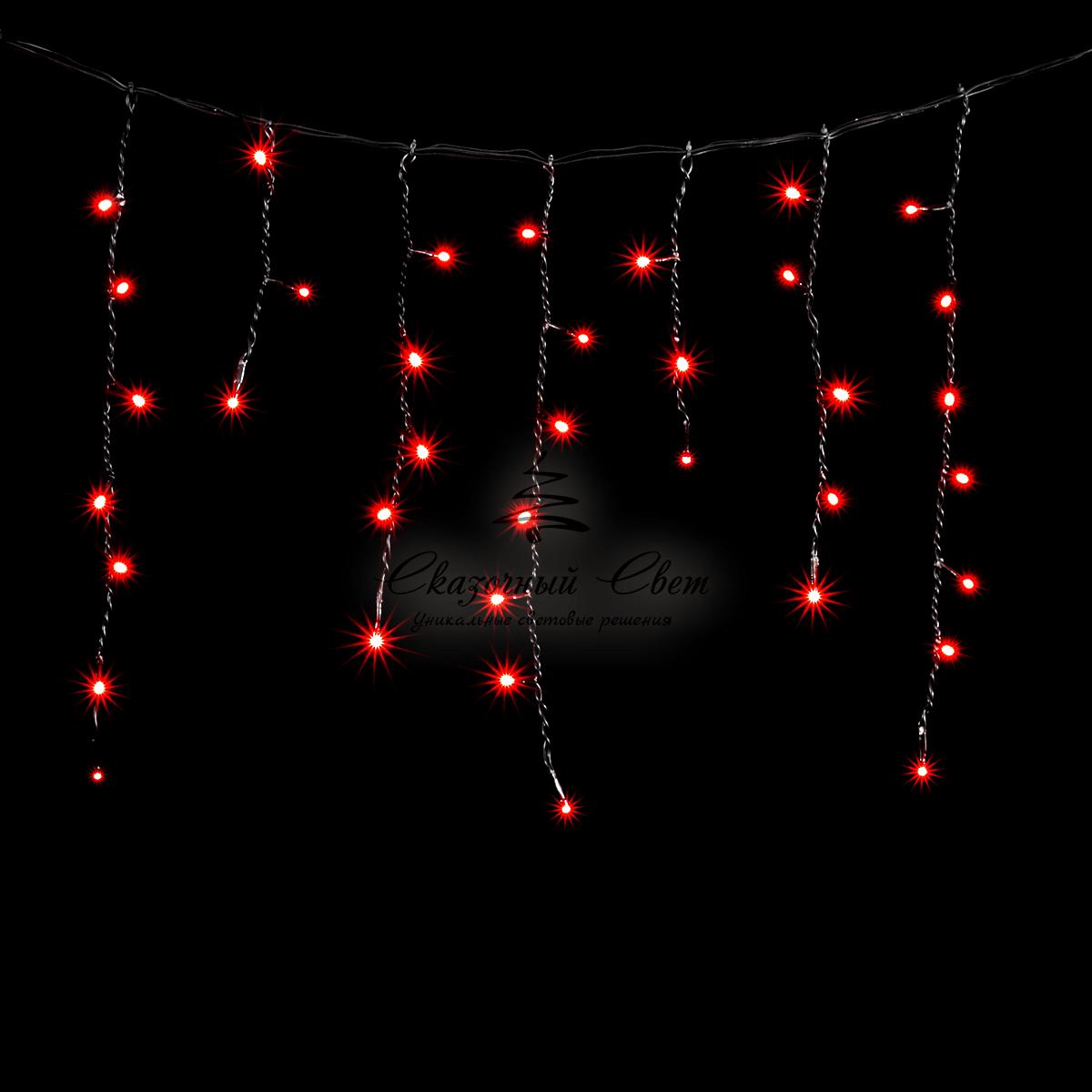 Гирлянда Бахрома 3,1 x 0,5 м Красная, 150 LED, Провод Черный ПВХ, IP54