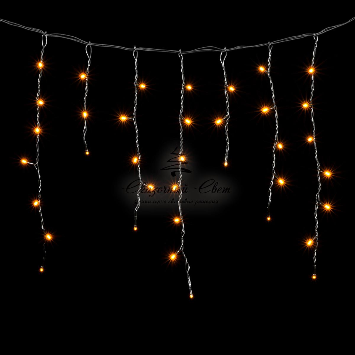 Гирлянда Бахрома 3,1 x 0,5 м Желтая, 150 LED, Провод Черный ПВХ, IP54