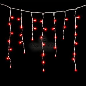 Гирлянда Бахрома 3,1 x 0,5 м Красная с Мерцанием, 150 LED, Провод Прозрачный ПВХ, IP54