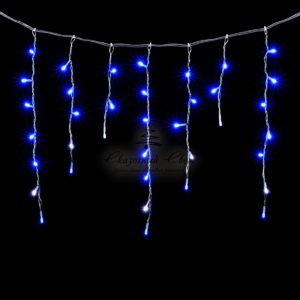 Гирлянда Бахрома 3,1 x 0,5 м Синяя с Мерцанием Белого Диода, 150 LED, Провод Прозрачный ПВХ, IP54