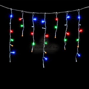 Гирлянда Бахрома 3,1 x 0,5 м Разноцветная с Мерцанием Белого Диода, 150 LED, Провод Прозрачный ПВХ, IP54