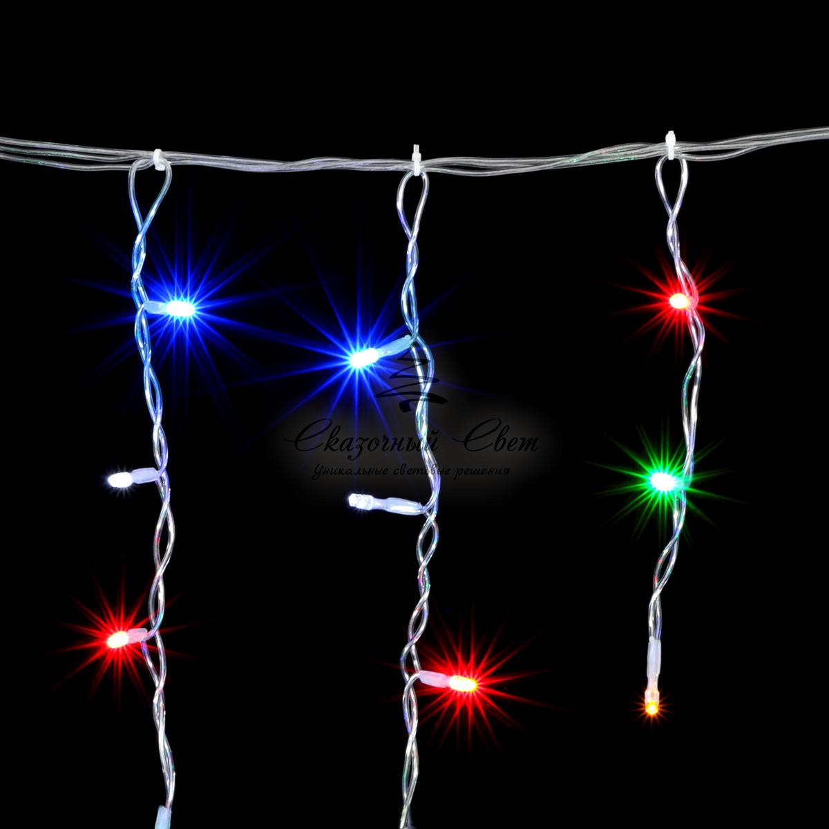 Гирлянда Бахрома 3,1 x 0,5 м Разноцветная с Мерцанием Белого Диода, 150 LED, Провод Прозрачный ПВХ, IP54 - Image 3