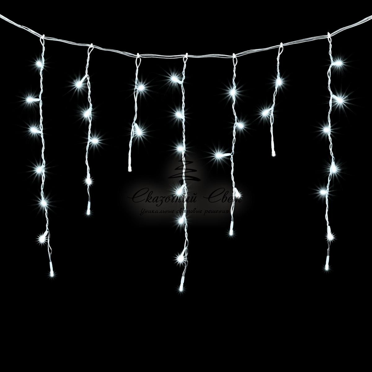 Гирлянда Бахрома 3,1 x 0,5 м Белая с Мерцанием Белого Диода, 150 LED, Провод Прозрачный ПВХ, IP54