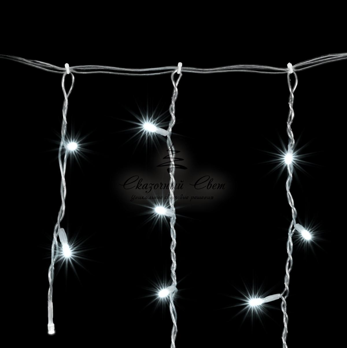 Гирлянда Бахрома 3,1 x 0,5 м Белая с Мерцанием Белого Диода, 150 LED, Провод Прозрачный ПВХ, IP54 - Image 3