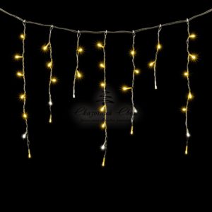 Гирлянда Бахрома 3,1 x 0,5 м Тепло-Белая с Мерцанием Белого Диода, 150 LED, Провод Прозрачный ПВХ, IP54