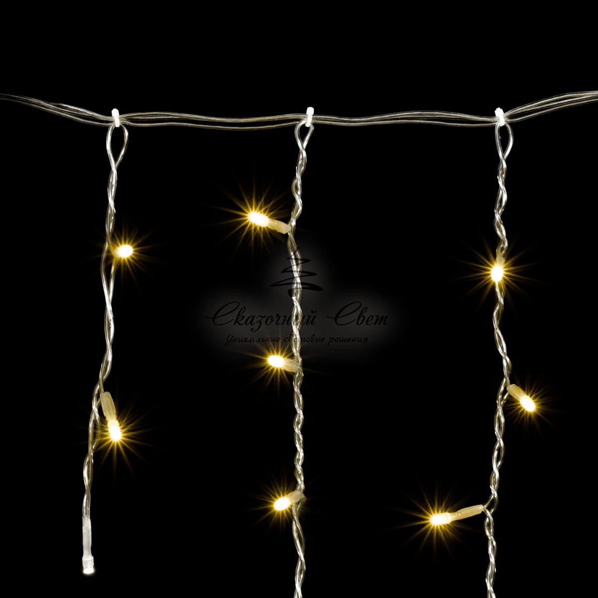 Гирлянда Бахрома 3,1 x 0,5 м Тепло-Белая с Мерцанием Белого Диода, 150 LED, Провод Прозрачный ПВХ, IP54 - Image 3
