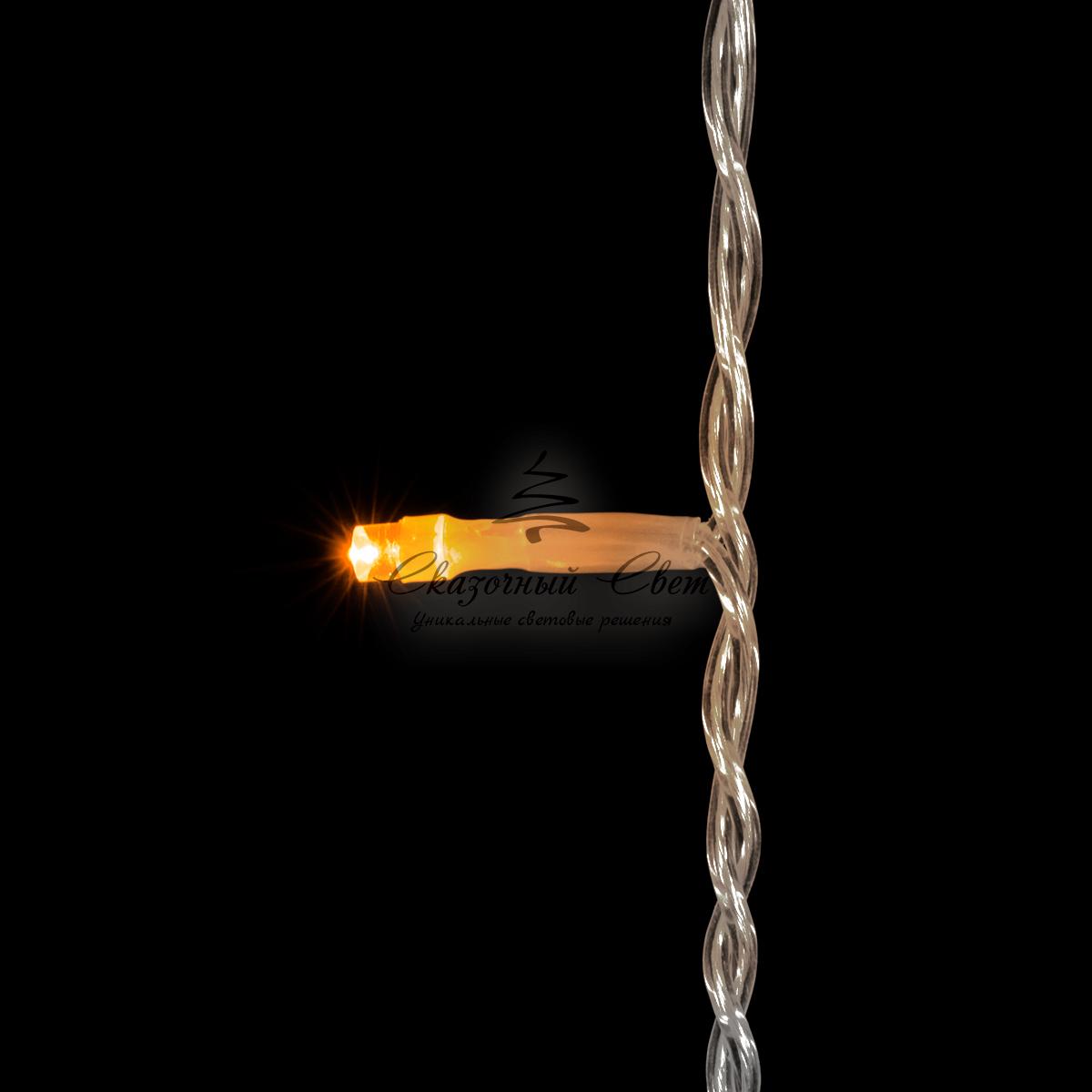 Гирлянда Бахрома 3,1 x 0,5 м Желтая с Мерцанием Белого Диода, 150 LED, Провод Прозрачный ПВХ, IP54 - Image 2