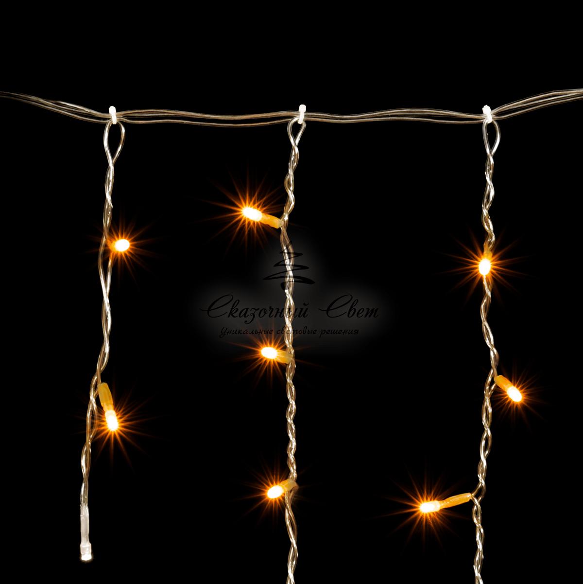 Гирлянда Бахрома 3,1 x 0,5 м Желтая с Мерцанием Белого Диода, 150 LED, Провод Прозрачный ПВХ, IP54 - Image 3