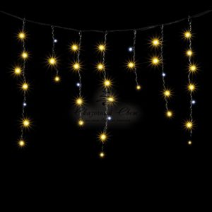 Гирлянда Бахрома 3,1 x 0,5 м Тепло-Белая с Мерцанием Белого Диода, 150 LED, Провод Черный ПВХ, IP54