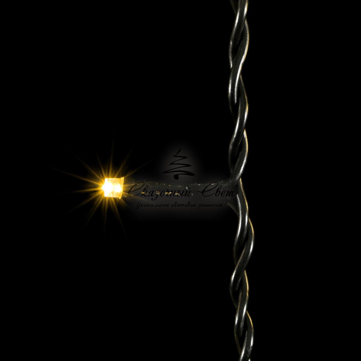 Гирлянда Бахрома 3,1 x 0,5 м Тепло-Белая с Мерцанием Белого Диода, 150 LED, Провод Черный ПВХ, IP54 - Image 2