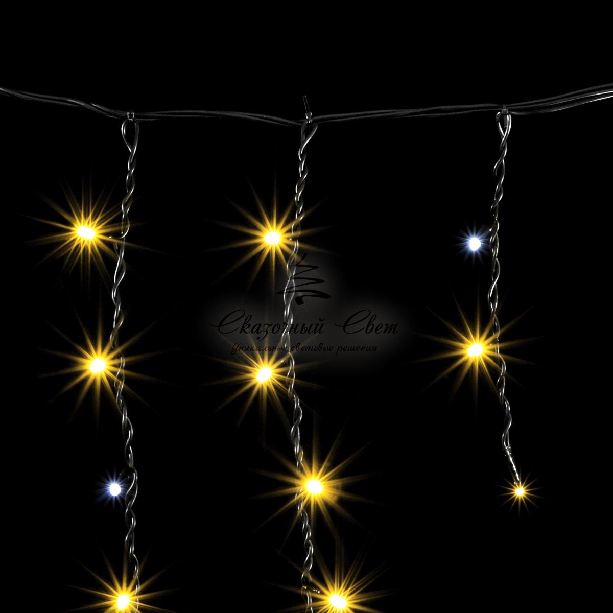 Гирлянда Бахрома 3,1 x 0,5 м Тепло-Белая с Мерцанием Белого Диода, 150 LED, Провод Черный ПВХ, IP54 - Image 3