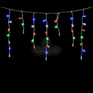 Гирлянда Бахрома с Колпачком 4,9 x 0,5 м Разноцветная с Мерцанием Белого Диода, 200 LED, Провод Прозрачный ПВХ, IP65
