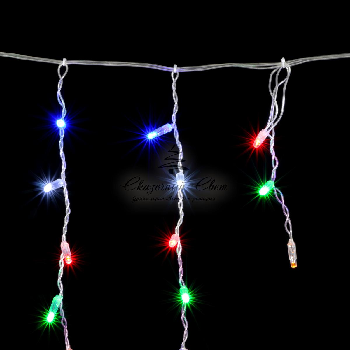 Гирлянда Бахрома с Колпачком 4,9 x 0,5 м Разноцветная с Мерцанием Белого Диода, 200 LED, Провод Прозрачный ПВХ, IP65 - Image 3