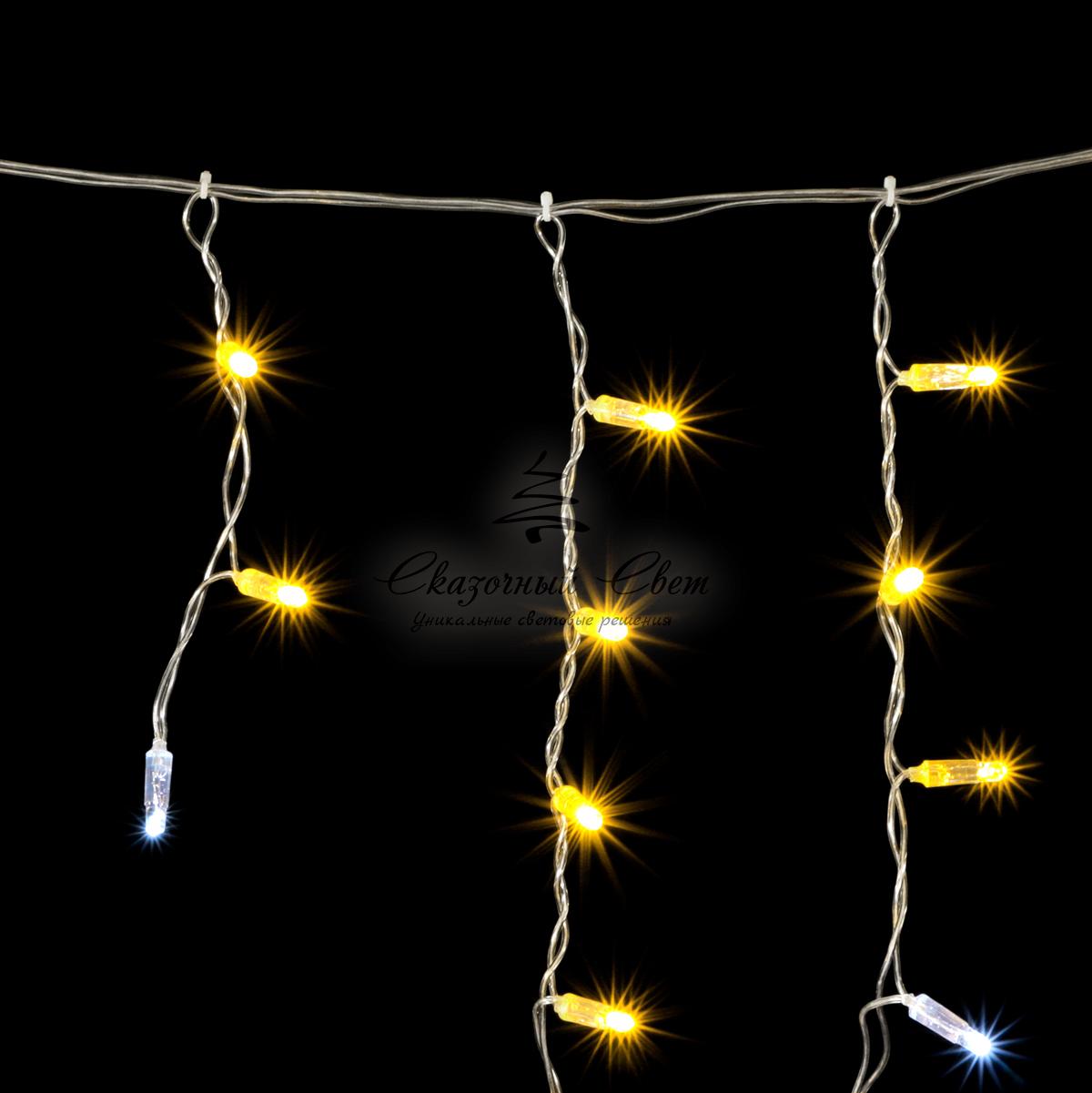 Гирлянда Бахрома с Колпачком 4,9 x 0,5 м Тепло-Белая с Мерцанием Белого Диода, 200 LED, Провод Прозрачный ПВХ, IP65 - Image 3