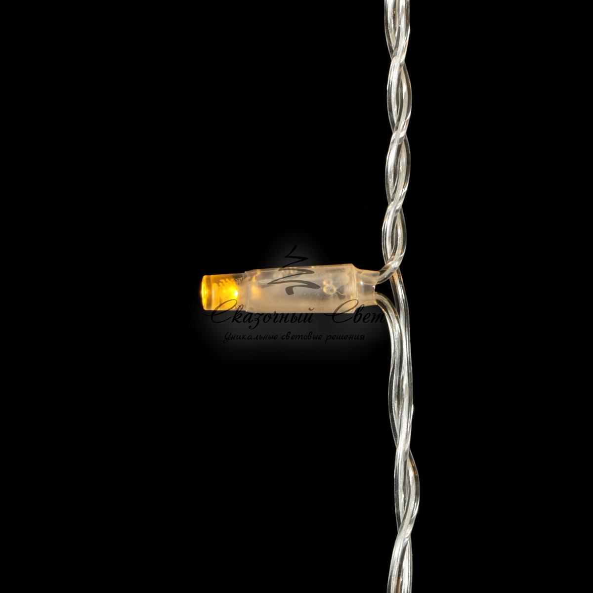 Гирлянда Бахрома с Колпачком 4,9 x 0,5 м Желтая с Мерцанием Белого Диода, 200 LED, Провод Прозрачный ПВХ, IP65 - Image 2