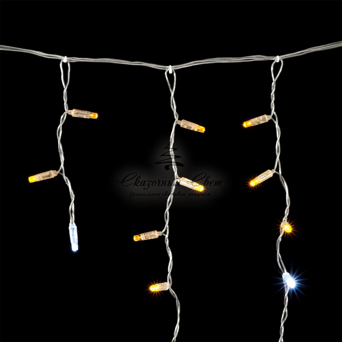 Гирлянда Бахрома с Колпачком 4,9 x 0,5 м Желтая с Мерцанием Белого Диода, 200 LED, Провод Прозрачный ПВХ, IP65 - Image 3
