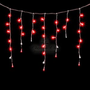 Гирлянда Бахрома 4,9 x 0,5 м Красная с Мерцанием Белого Диода, 240 LED, Провод Прозрачный ПВХ, IP54