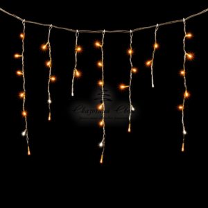 Гирлянда Бахрома 4,9 x 0,5 м Желтая с Мерцанием Белого Диода, 240 LED, Провод Прозрачный ПВХ, IP54