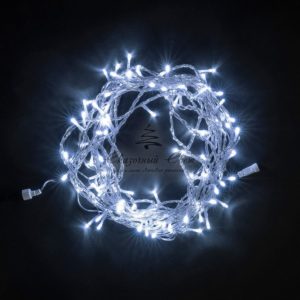 Гирлянда Нить 10м Белая 24В, 100 LED, Провод Прозрачный ПВХ, IP54