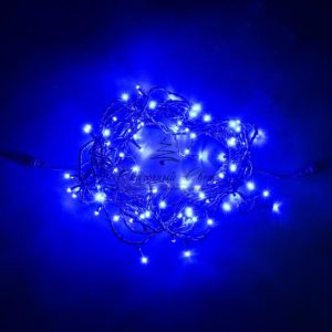 Гирлянда Нить 10м Синяя 24В, 100 LED, Провод Черный ПВХ, IP54