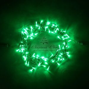 Гирлянда Нить 10м Зеленая 24В, 100 LED, Провод Черный ПВХ, IP54