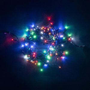 Гирлянда Нить 10м Разноцветная 24В, 100 LED, Провод Черный ПВХ, IP54