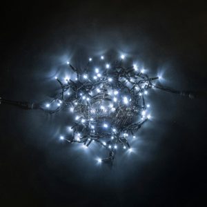 Гирлянда Нить 10м Белая 24В, 100 LED, Провод Черный ПВХ, IP54
