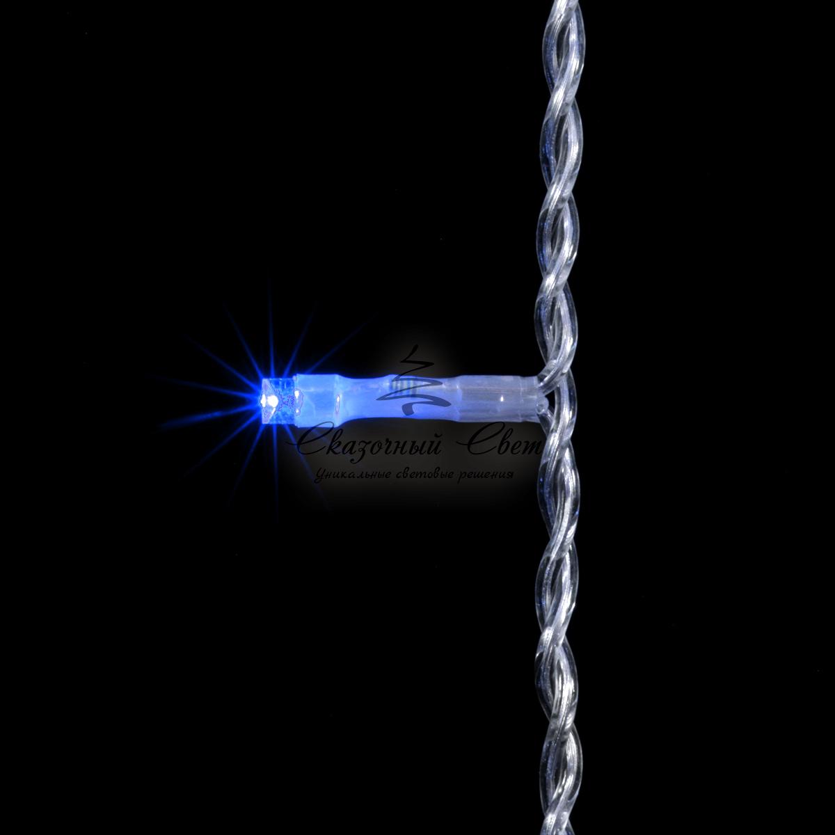 Гирлянда Нить 10м Синяя с Мерцанием Белого Диода, 100 LED, Провод Прозрачный ПВХ, IP54 - Image 2