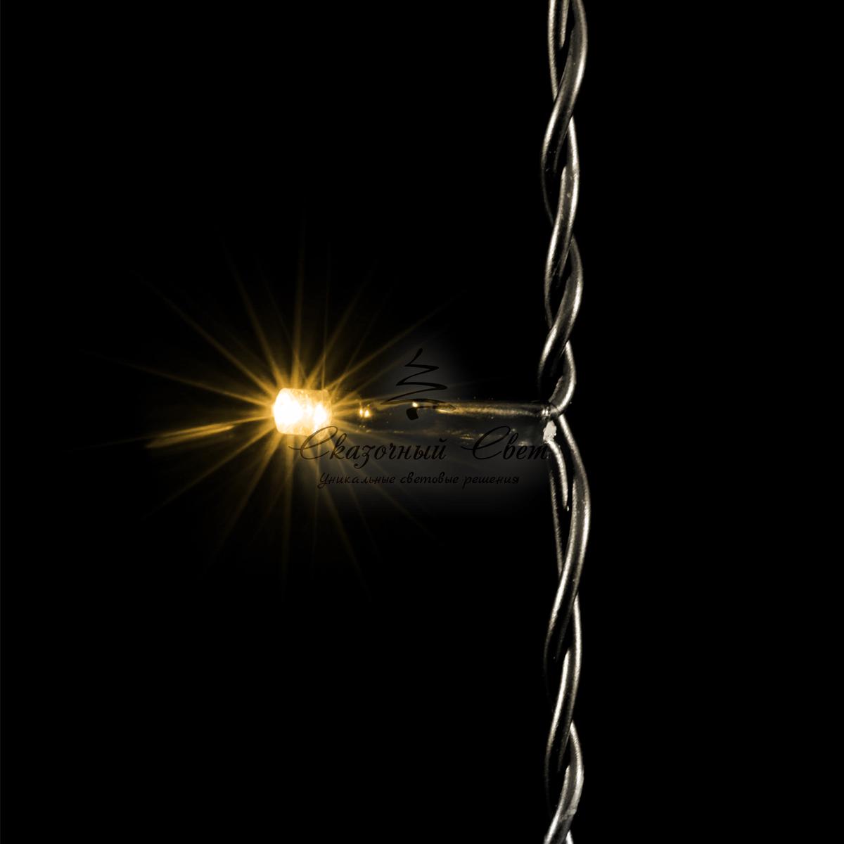 Гирлянда Нить 10м Тепло-Белая с Мерцанием Белого Диода 24В, 100 LED, Провод Черный ПВХ, IP54 - Image 2